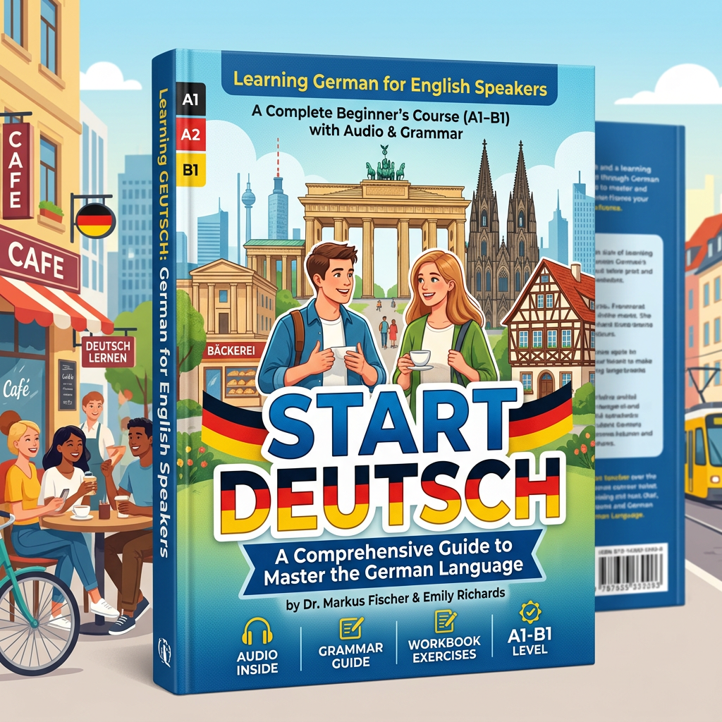 Book cover for Start Deutsch, a German language guide with audio, grammar, and exercises